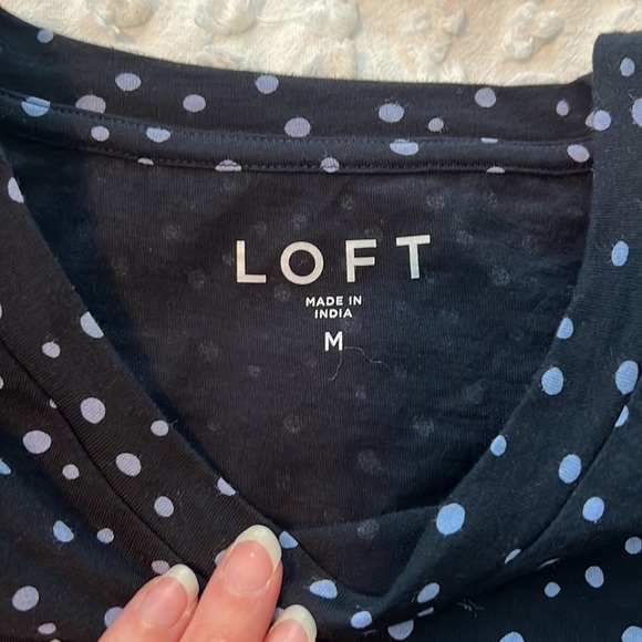 Ann Taylor LOFT Navy Blue Polka Dot/Speckle Tank Size Medium - Picture 4 of 5